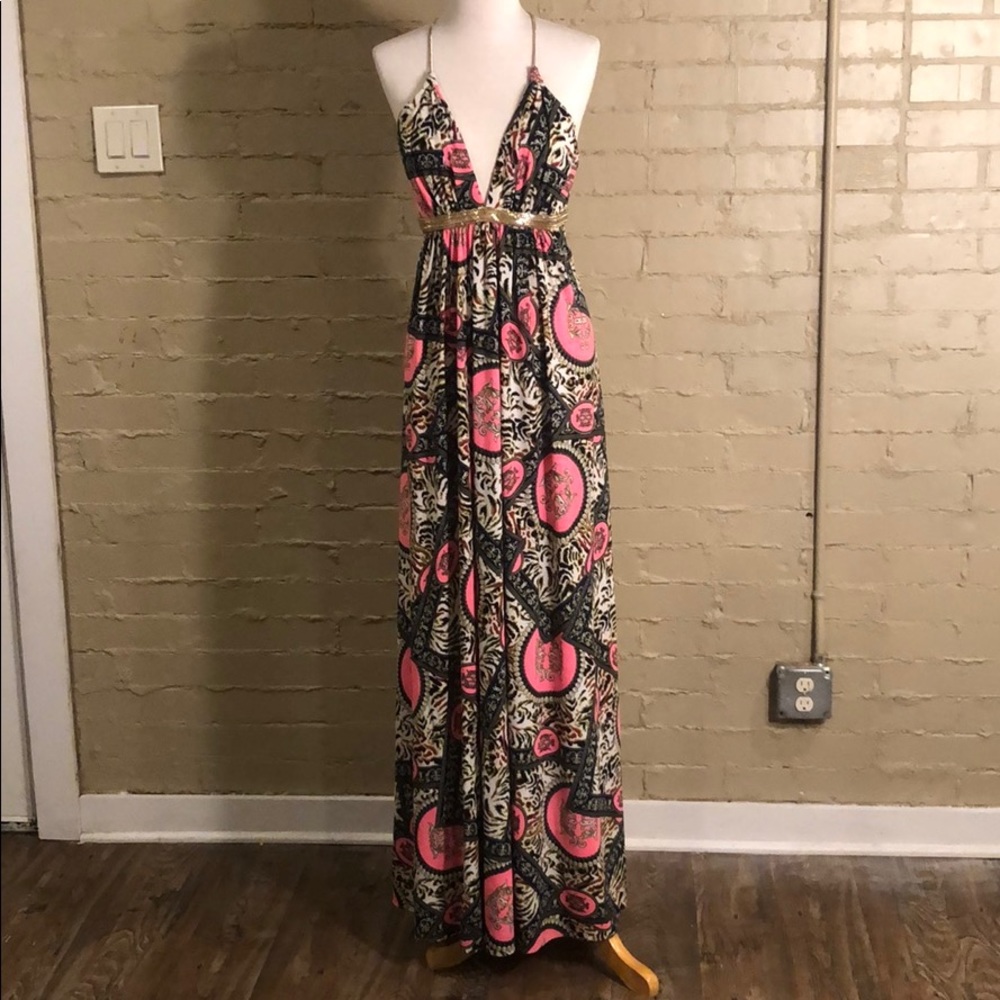 Ark & Co. Pink and Gold Animal Print Maxi :S